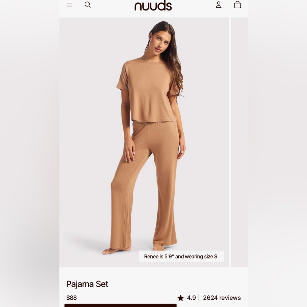 nuuds Women's Two-Piece Pajama Set in Camel